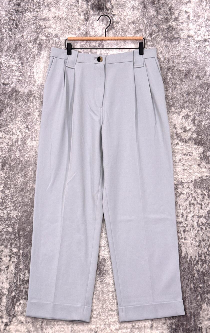 Ganni Pants 40 / US Large Womens Wool Blend Pleated Straight Leg Trouser